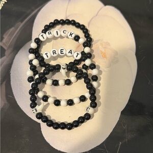Black and White Beaded Halloween Bracelets set of four